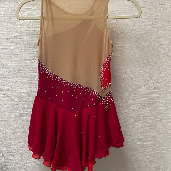 Red Sleeveless Figure Skating Competition Dress - Kids' Medium - Picture 2 of 5